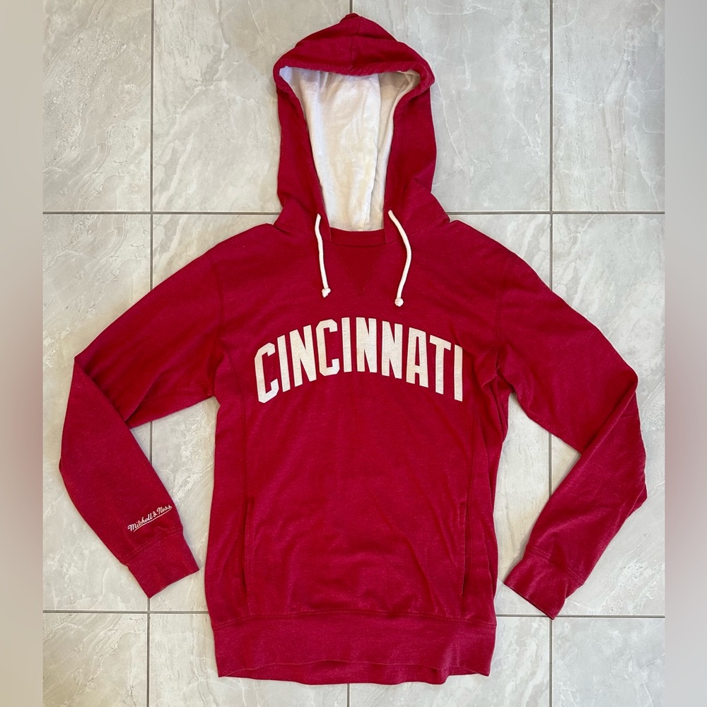 Mitchell & Ness Cincinnati Reds Lightweight Hoodie - Red / White, Medium